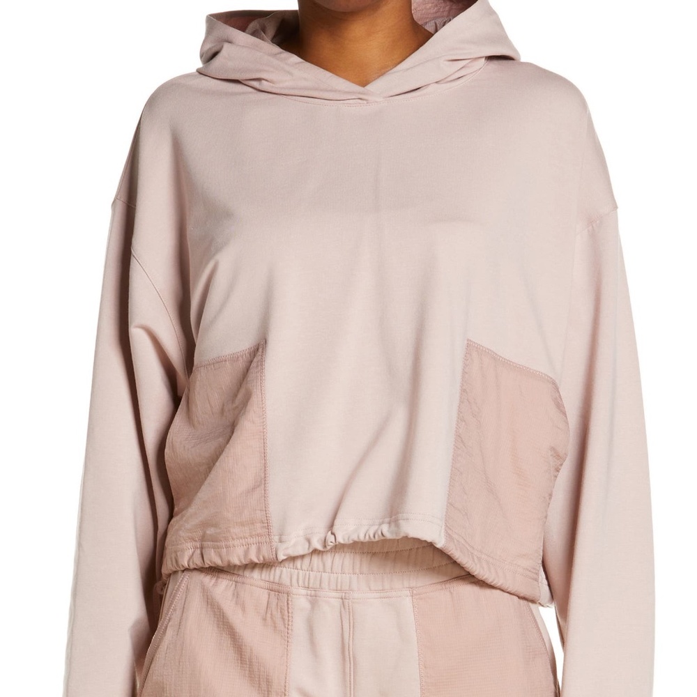 NEW Outdoor Voices Stretch Cotton Modal Hoodie in Nirvana/Seashell Size Small